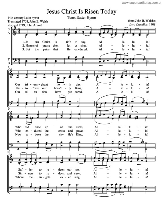 Partitura da música Jesus Christ Is Risen Today: Easter Hymn