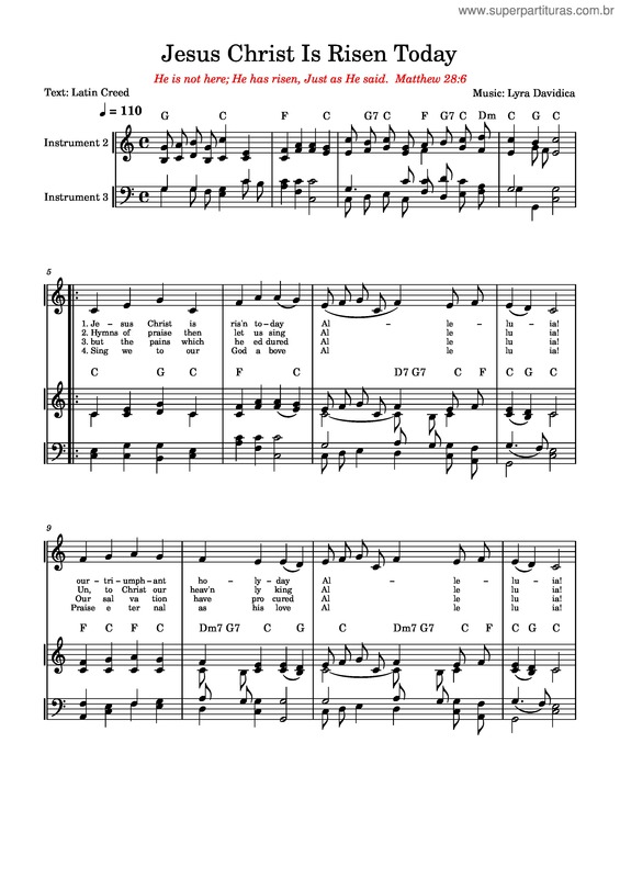 Partitura da música Jesus Christ Is Risen Today v.3