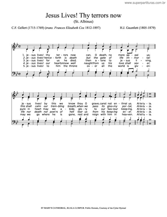 Partitura da música Jesus Lives! Thy Terrors Now