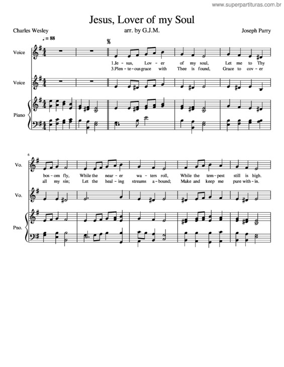 Partitura da música Jesus Lover Of My Soul v.2