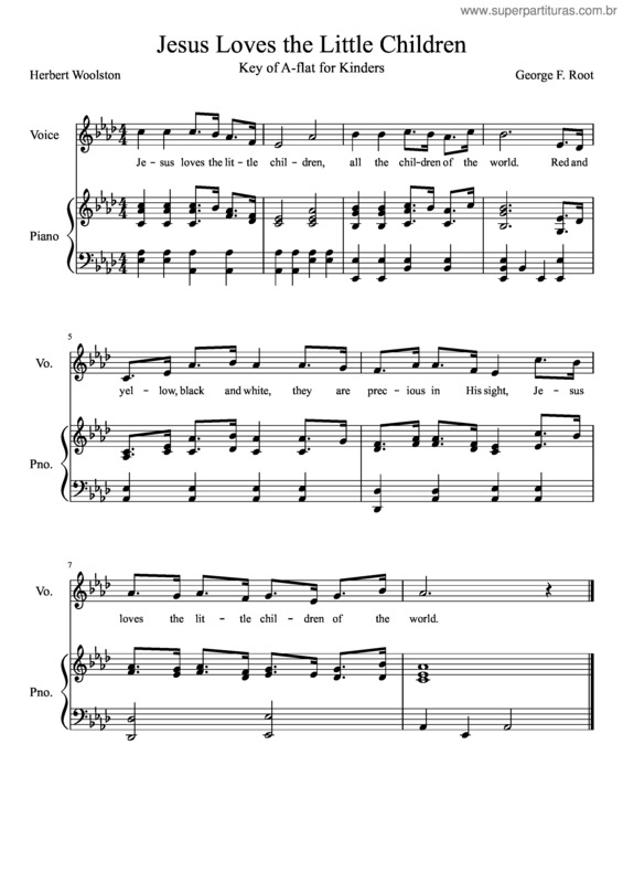 Partitura da música Jesus Loves The Little Children v.2