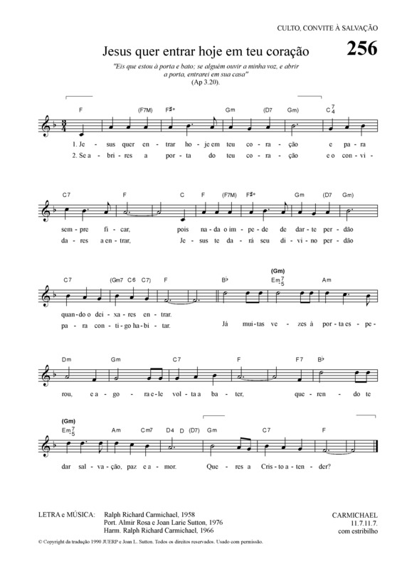 Partitura da música Jesus Quer Entrar Hoje Em Teu Coração