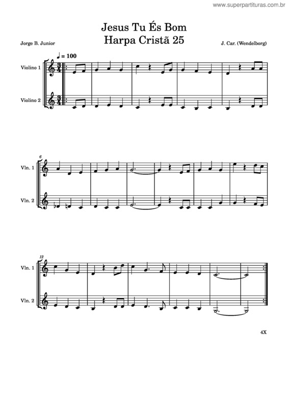 Partitura da música Jesus Tu És Bom Harpa Cristã 25