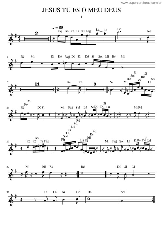 Partitura da música Jesus Tu Es O Meu Deus Sax Soprano