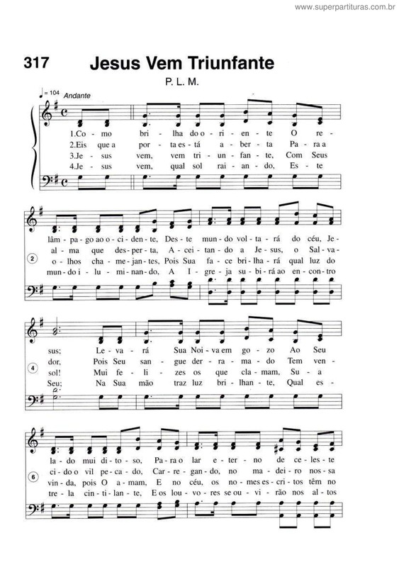 Partitura da música Jesus Vem Triunfante