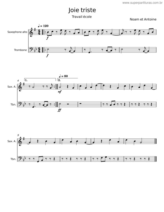 Partitura da música Joie Triste v.2