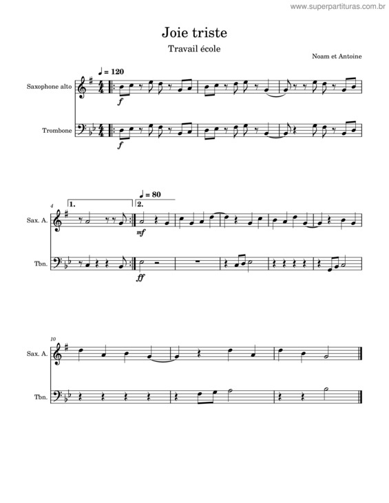 Partitura da música Joie Triste