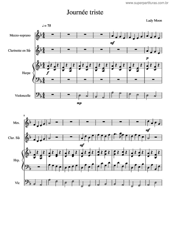 Partitura da música Journée Triste