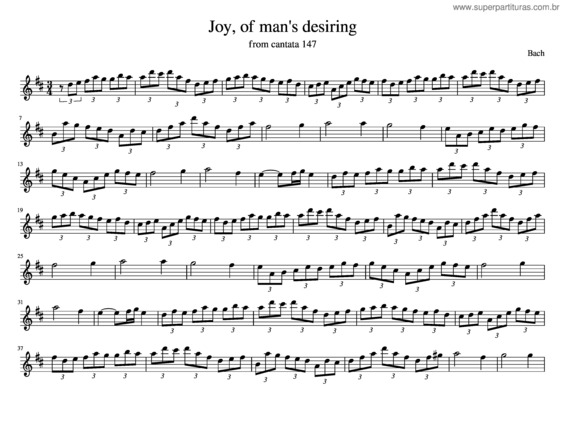 Partitura da música Joy Of Man`S Desiring.  Jesus Bleibet Meine Freude; Bach For Alto Recorder