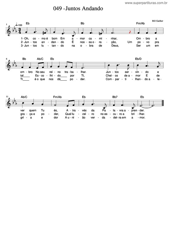 Partitura da música Juntos Andando