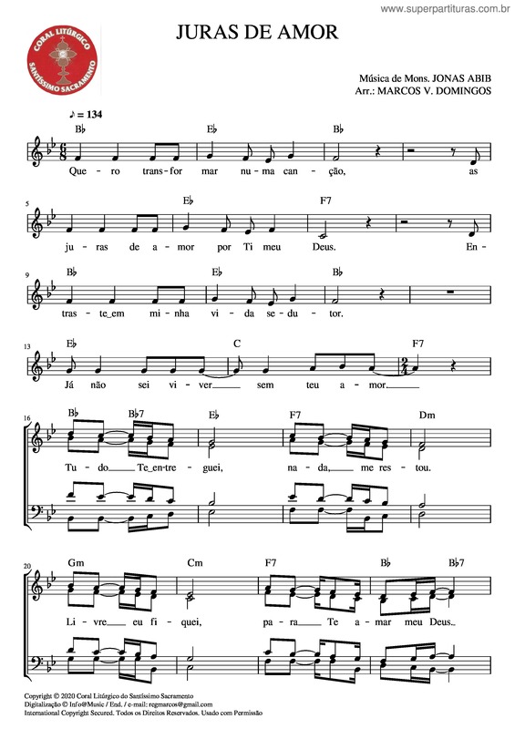 Partitura da música Juras De Amor v.3