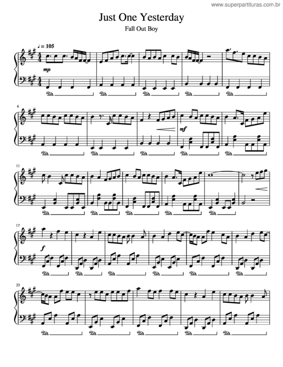 Partitura da música Just One Yesterday