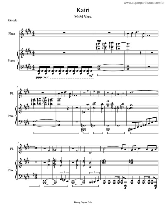 Partitura da música Kairi