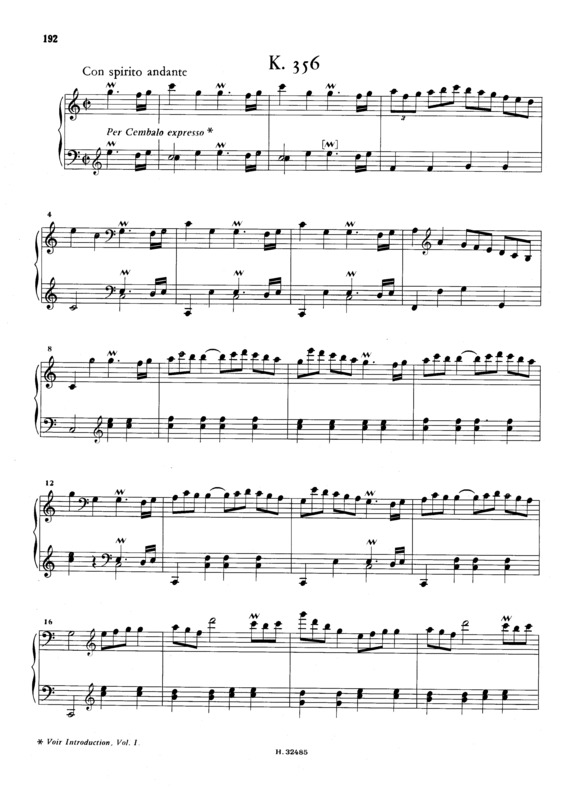 Partitura da música Keyboard Sonata In C Major K.356