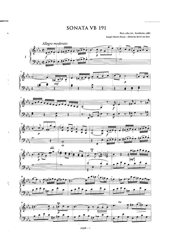 Partitura da música Keyboard Sonata in E-flat Major