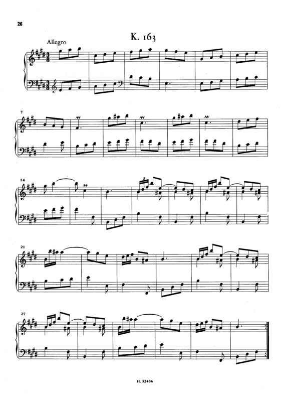 Partitura da música Keyboard Sonata In E Major K.163