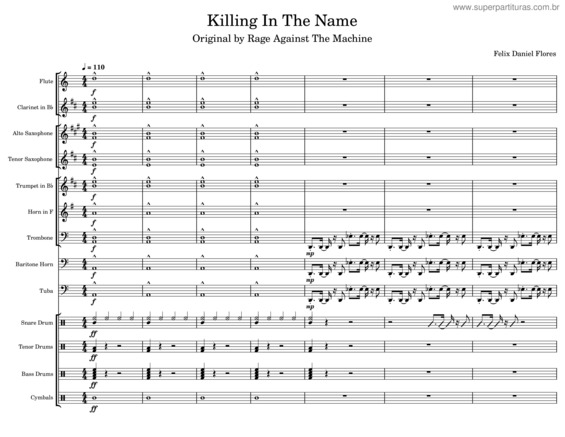 Partitura da música Killing In The Name v.2