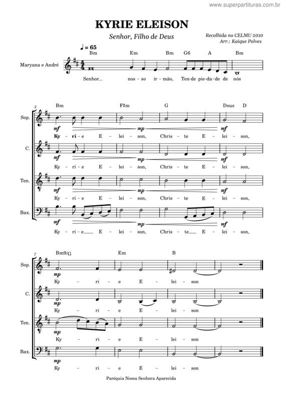 Partitura da música Kyrie Eleison v.4