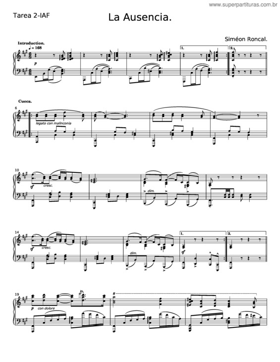 Partitura da música La Ausencia v.2