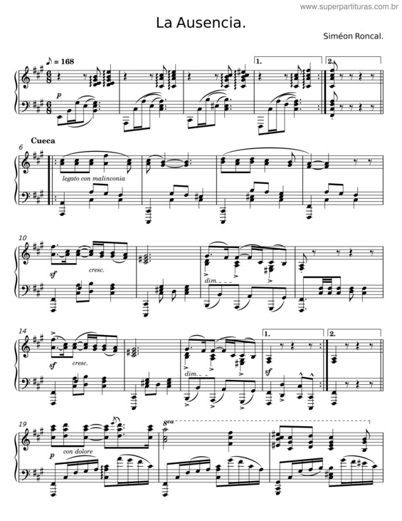 Partitura da música La Ausencia v.3