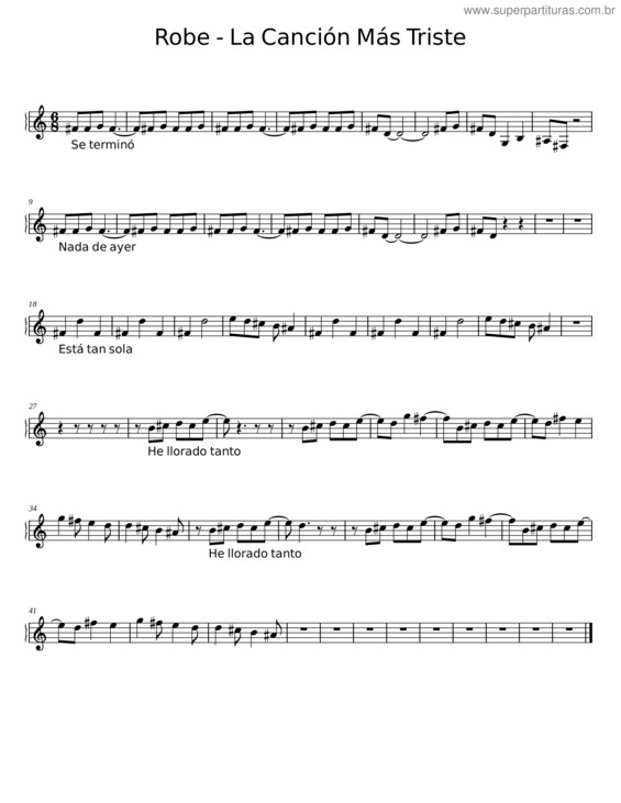 Partitura da música La Canción Más Triste