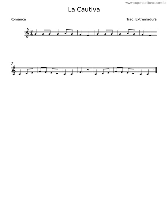 Partitura da música La Cautiva v.2