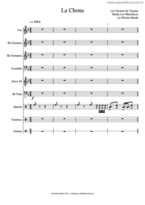 Partitura da música La Chona