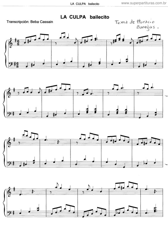 Partitura da música La Culpa