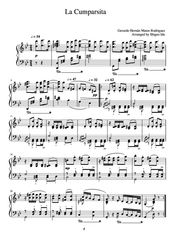 Partitura da música La Cumparsita v.15