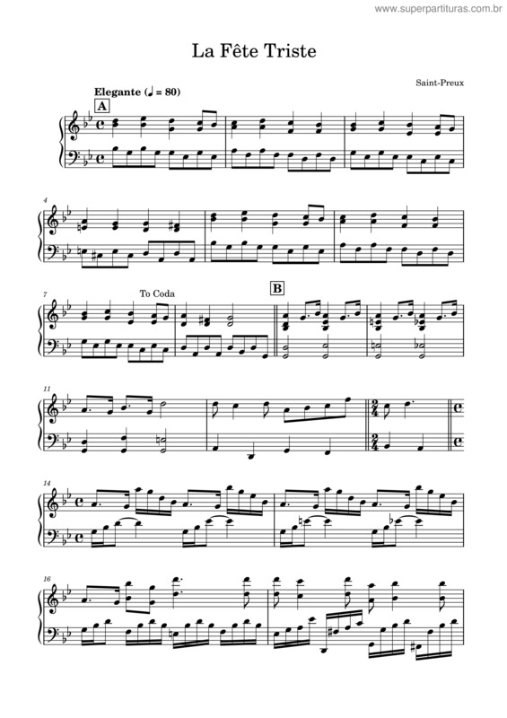 Partitura da música La Fête Triste v.2