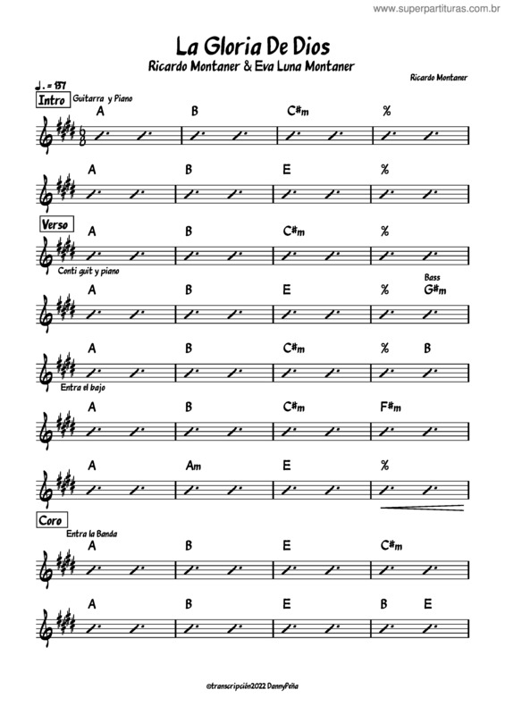 Partitura da música La Gloria De Dios v.3