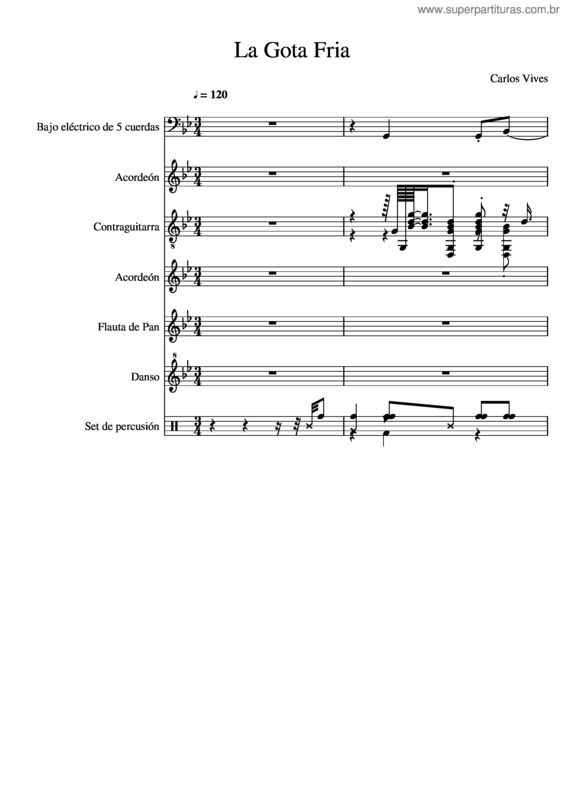 Partitura da música La Gota Fria v.2