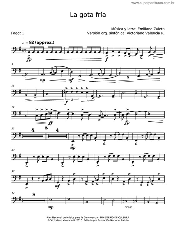 Partitura da música La Gota Fria v.6