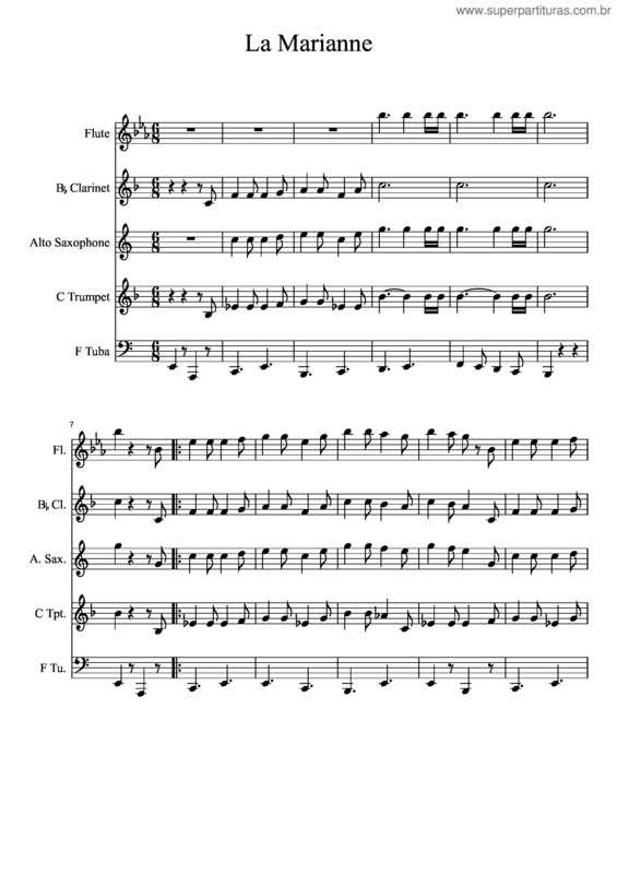 Partitura da música La Marianne