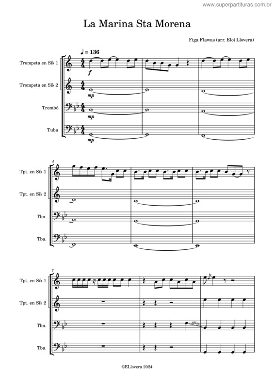 Partitura da música La Marina Sta Morena