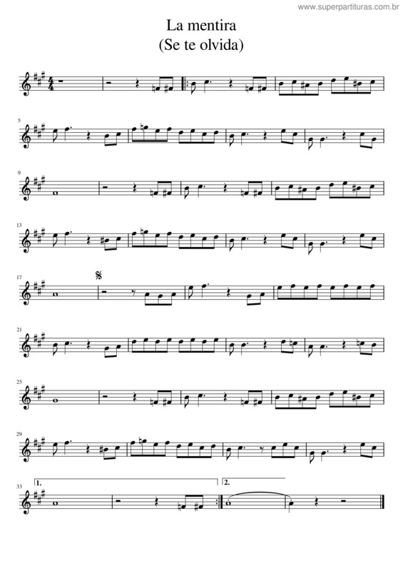 Partitura da música La Mentira A