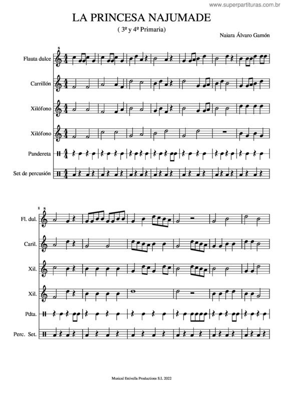 Partitura da música La Princesa Najumade