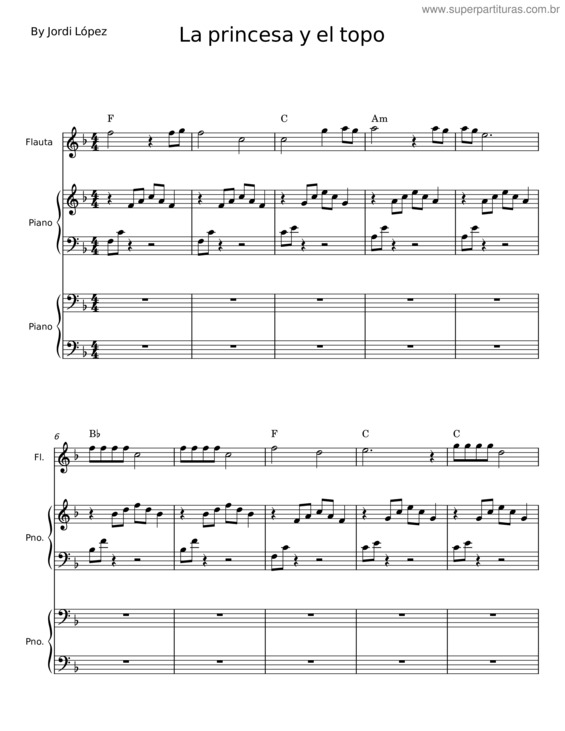 Partitura da música La Princesa Y El Topo