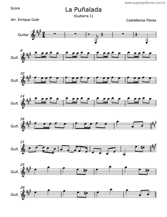 Partitura da música La Puñalada