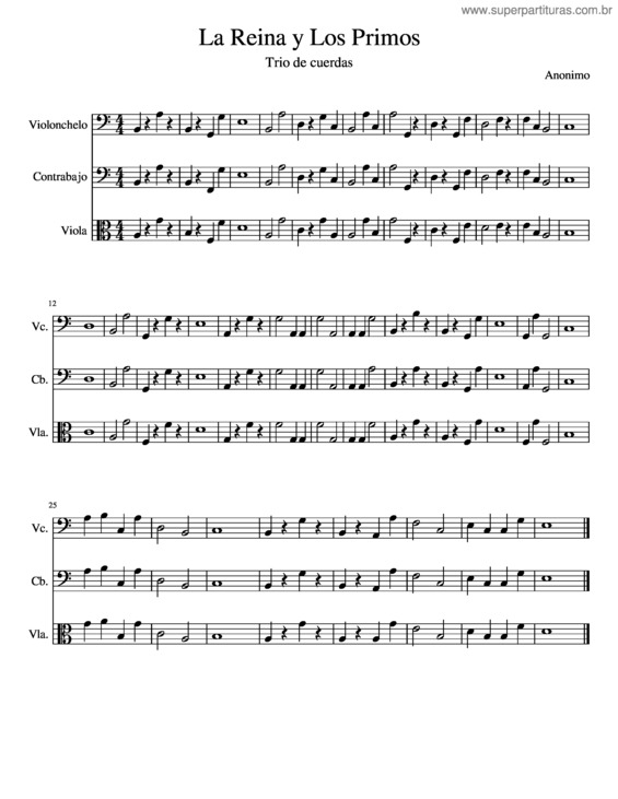 Partitura da música La Reina Y Los Primos