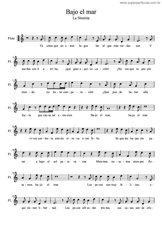 Partitura da música La Sirenita