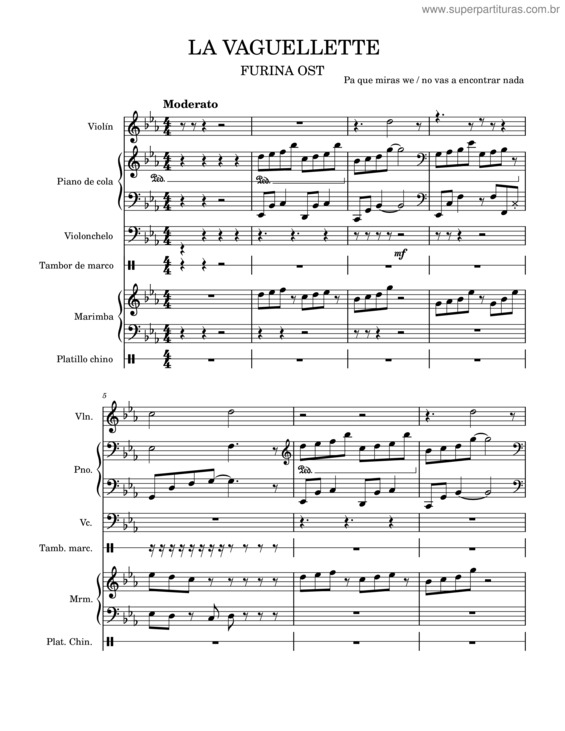 Partitura da música La Vaguellette