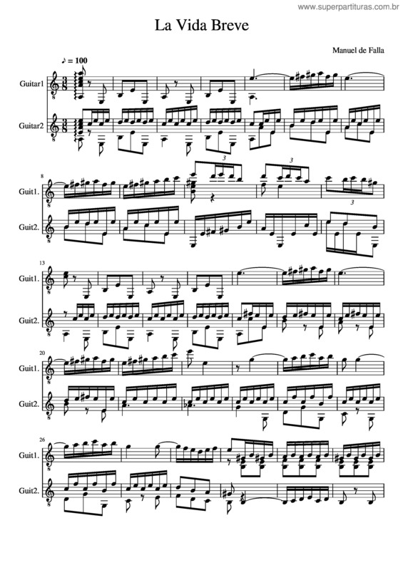 Partitura da música La Vida Breve v.2