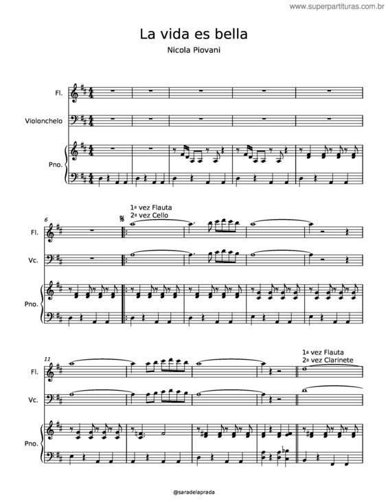 Partitura da música La Vida Es Bella v.12