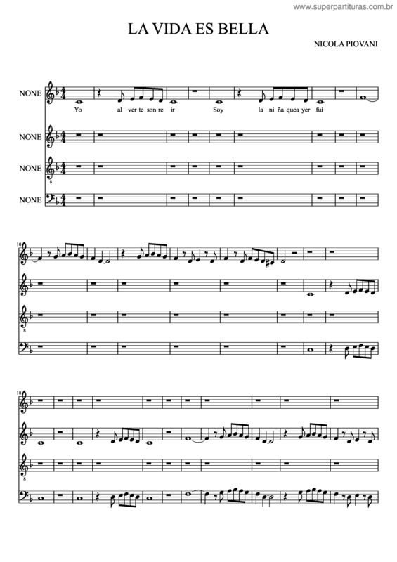 Partitura da música La Vida Es Bella v.4