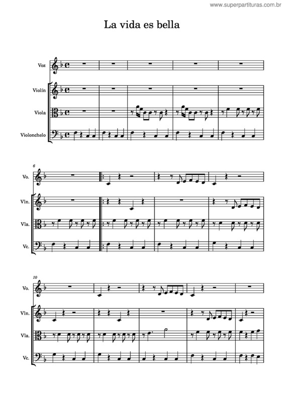 Partitura da música La Vida Es Bella v.5