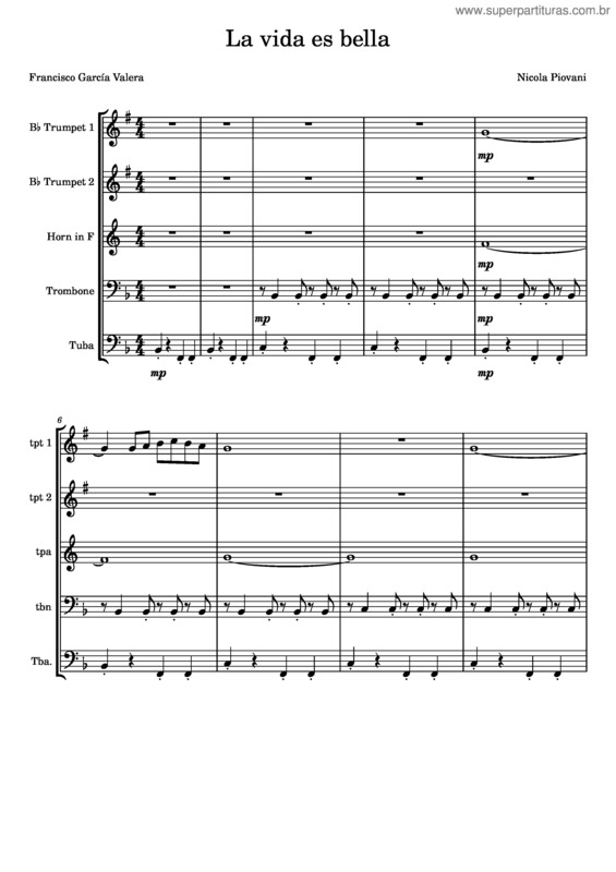 Partitura da música La Vida Es Bella v.6