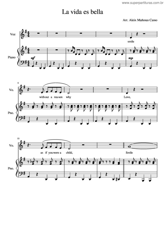 Partitura da música La Vida Es Bella v.7