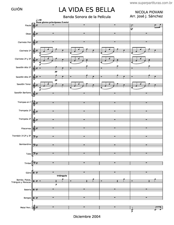 Partitura da música La Vida Es Bella v.9