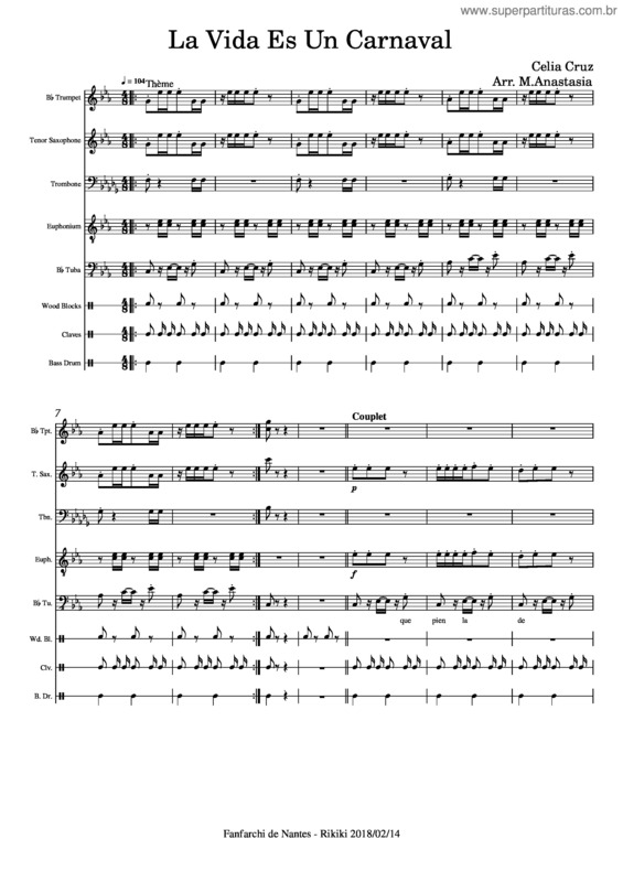 Partitura da música La Vida Es Un Carnaval v.15